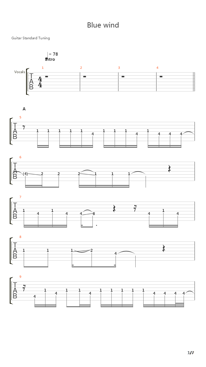 Blue Wind吉他谱