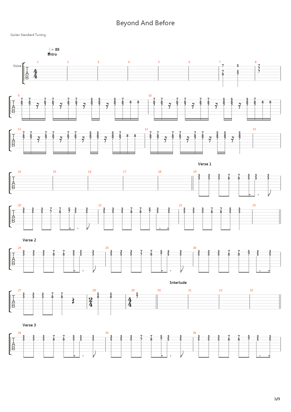 Beyond And Before吉他谱