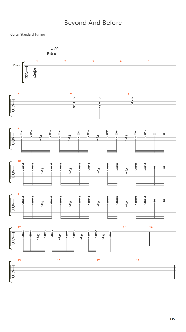 Beyond And Before吉他谱