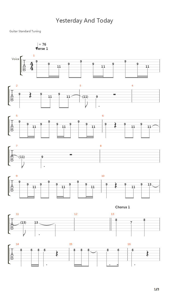 Yesterday And Today吉他谱