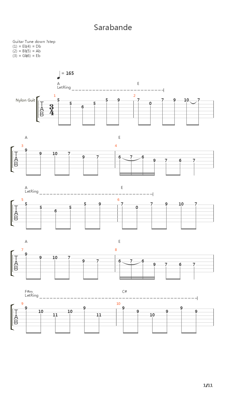 Sarabande吉他谱