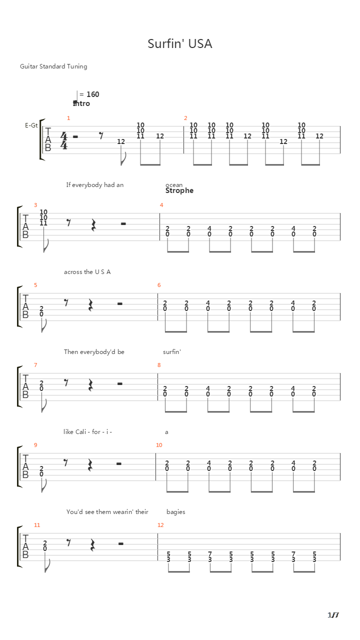 Surfin Usa吉他谱