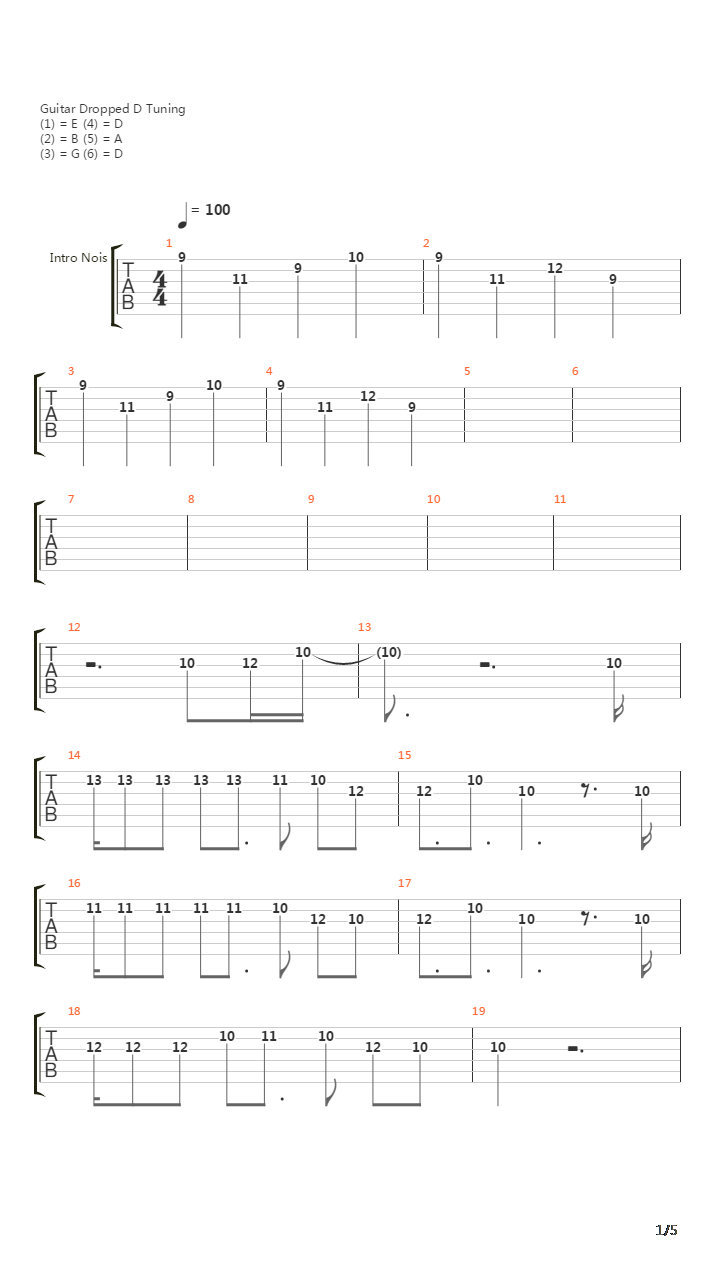 Down吉他谱