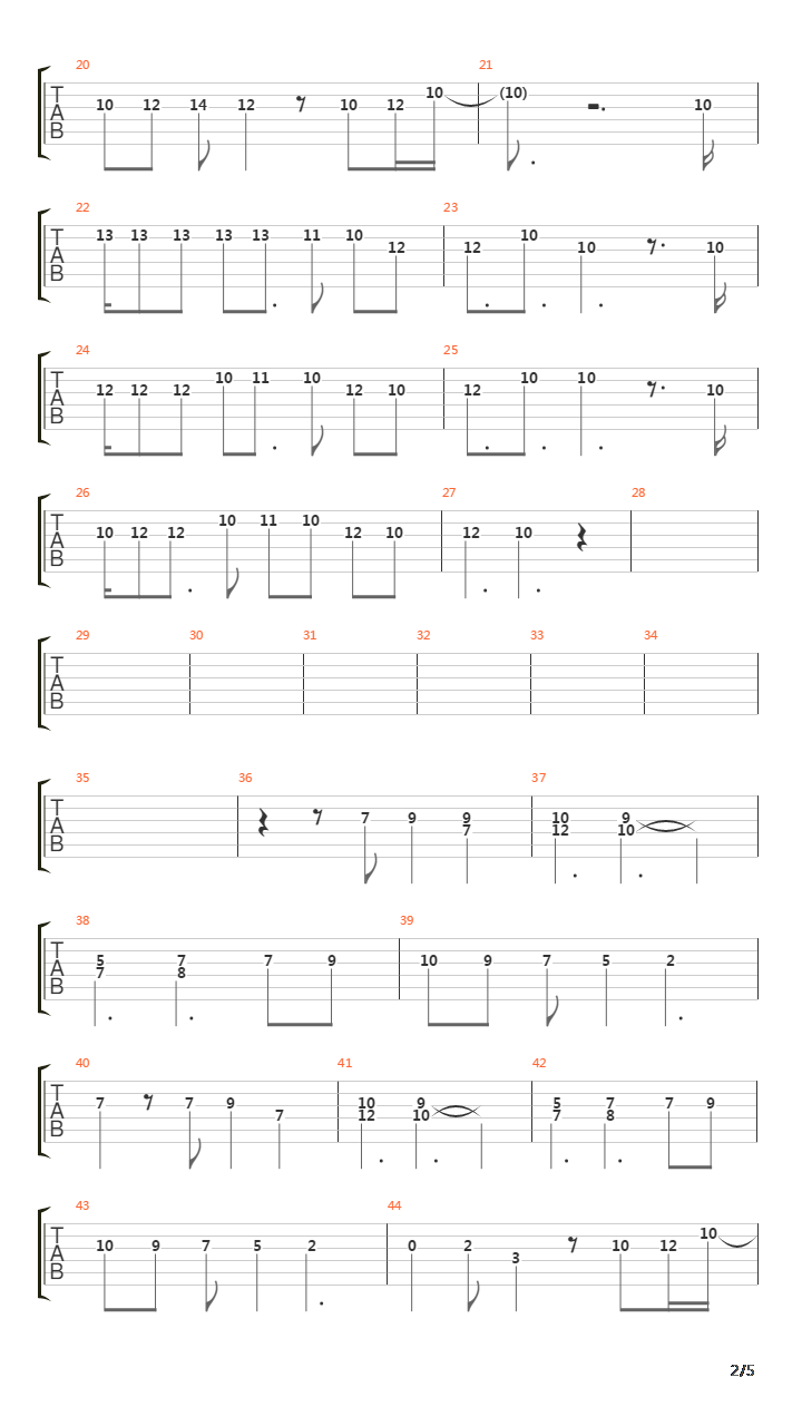 Down吉他谱