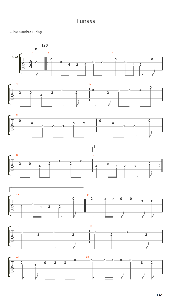 Lunasa吉他谱