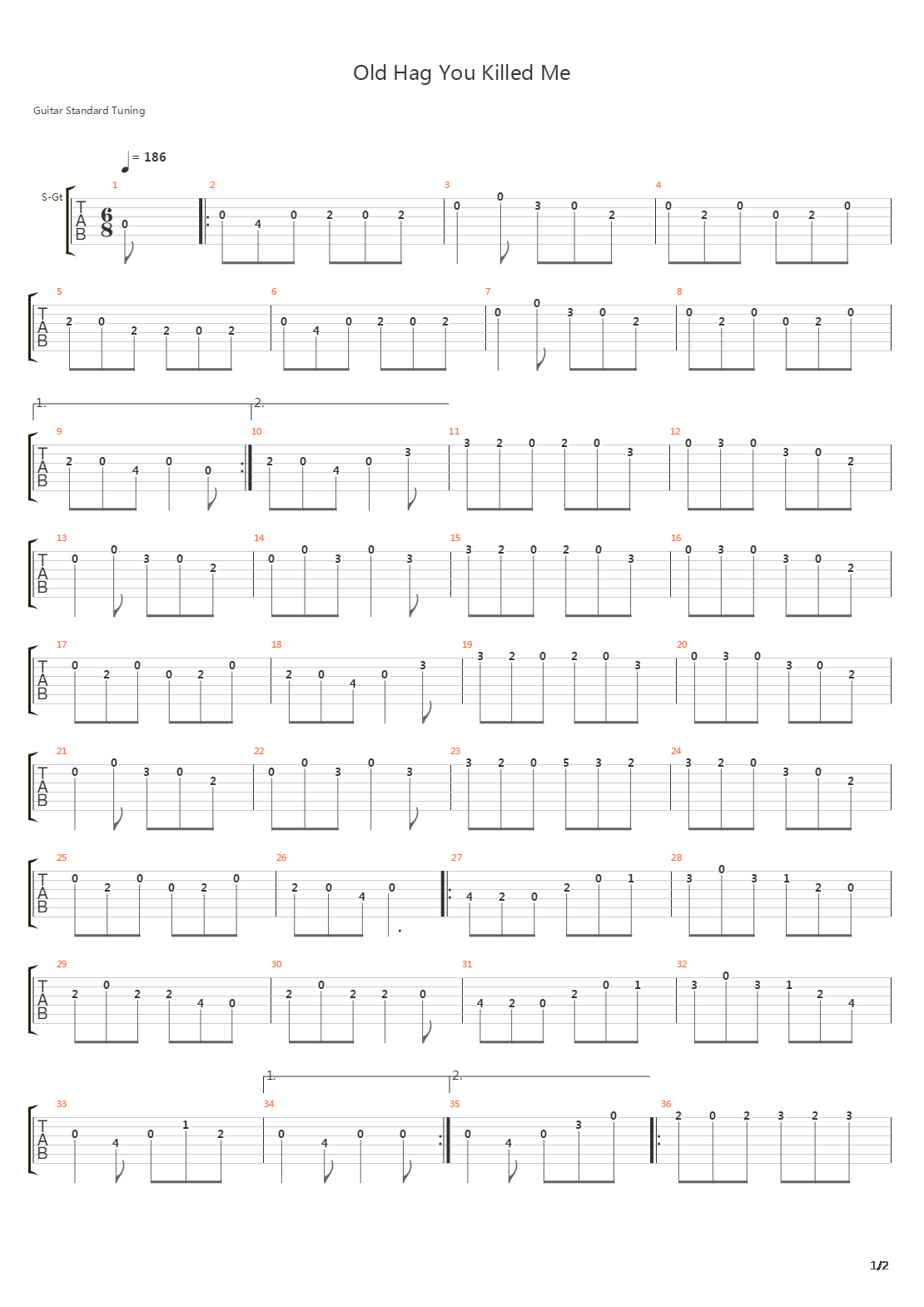 Old Hag You Killed Me吉他谱