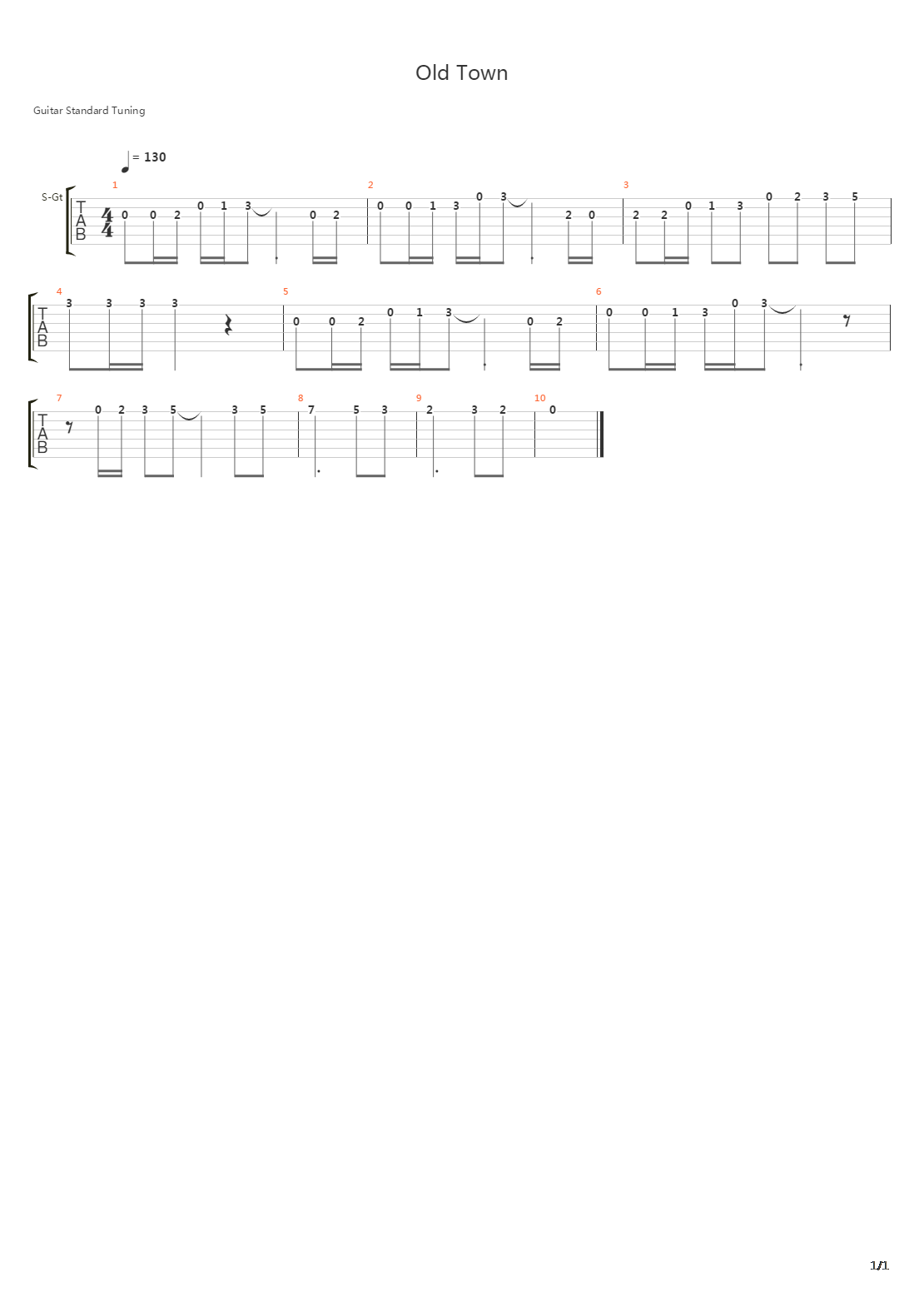 Old Town吉他谱