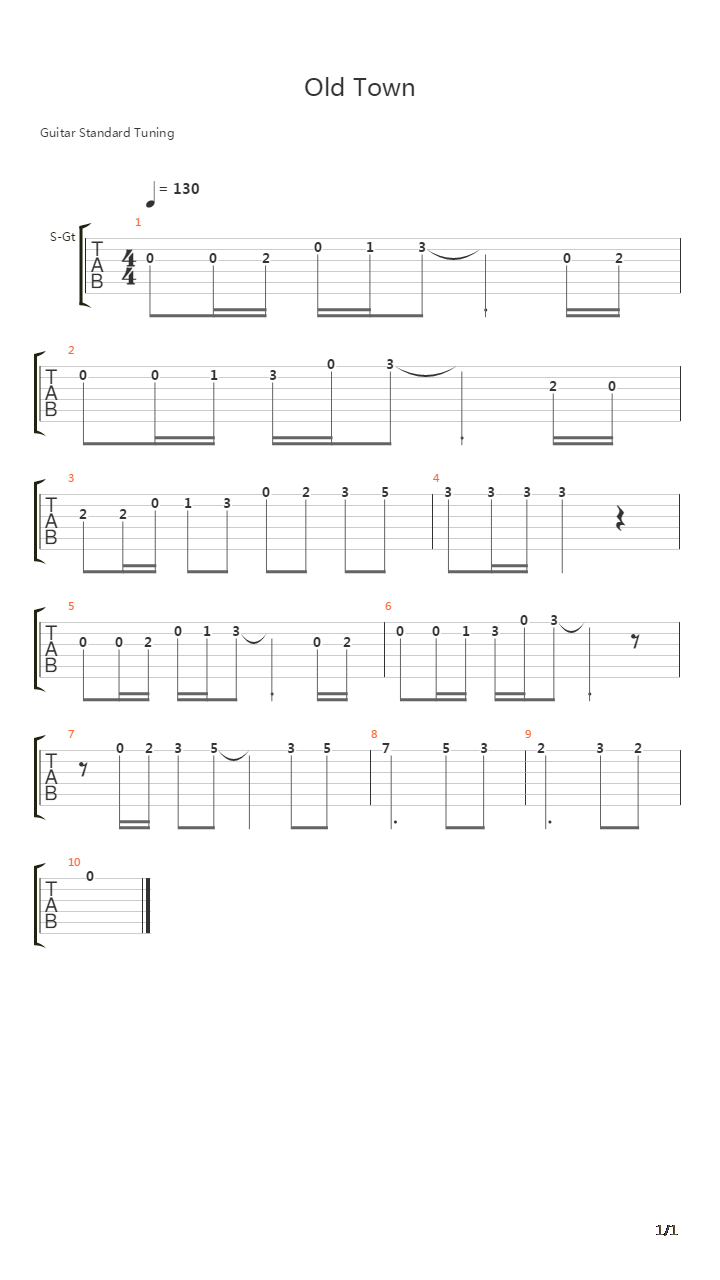 Old Town吉他谱
