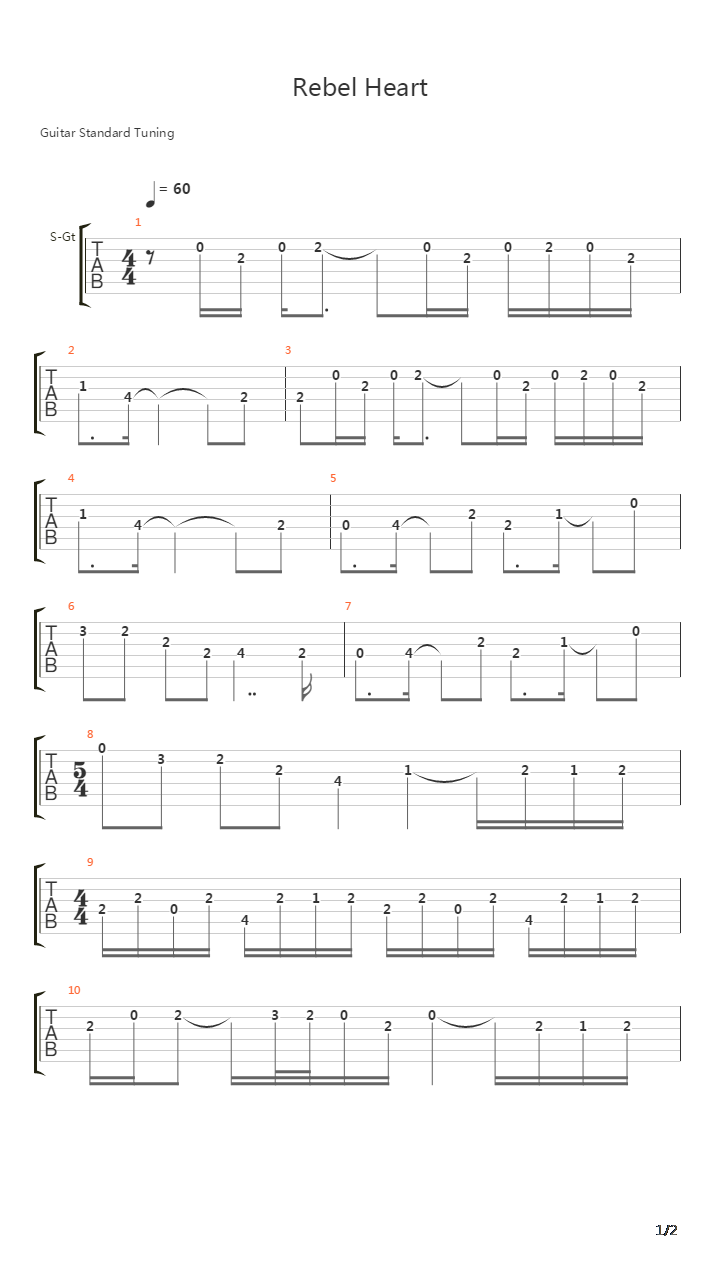 Rebel Heart吉他谱