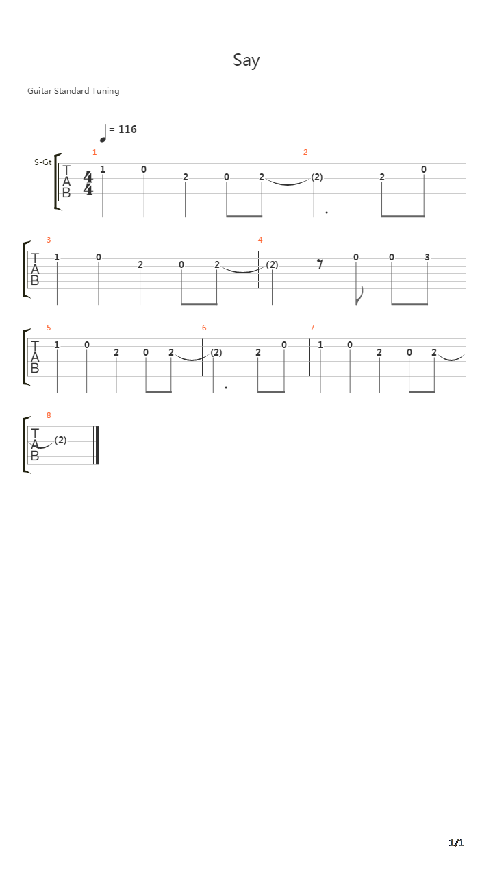 Say吉他谱