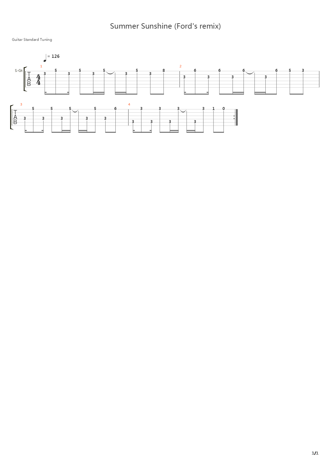Summer Sunshine吉他谱