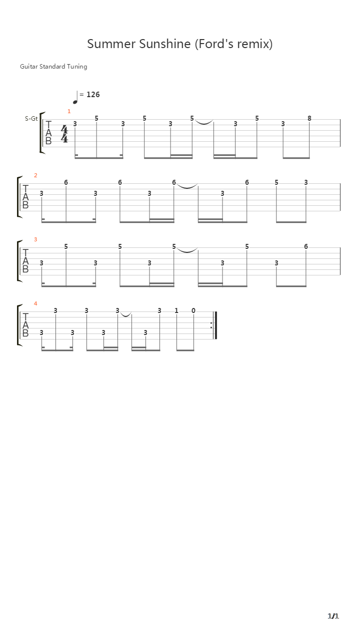 Summer Sunshine吉他谱