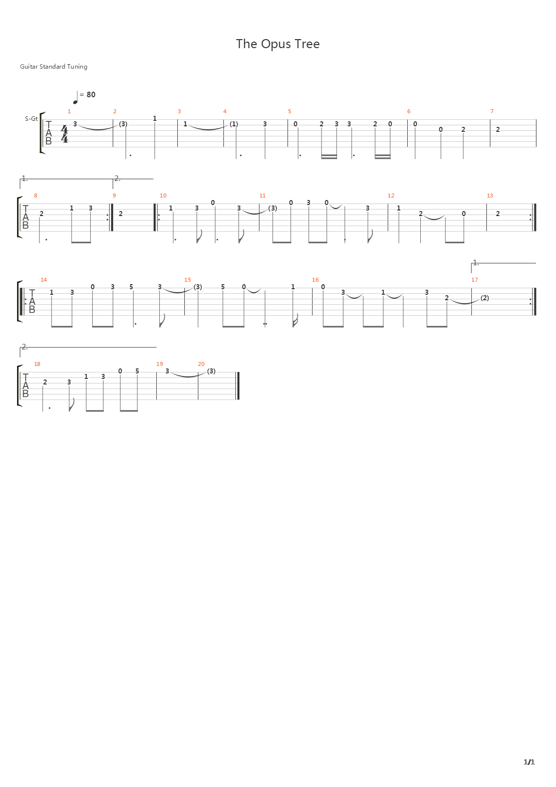 The Opus Tree吉他谱