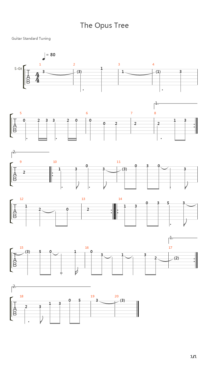 The Opus Tree吉他谱