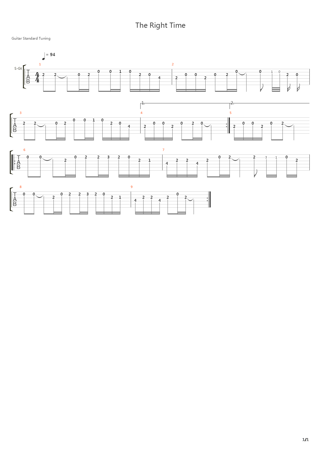 The Right Time吉他谱