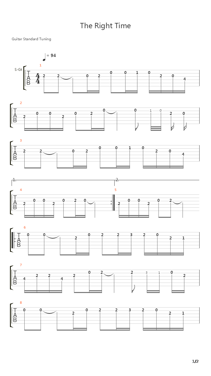 The Right Time吉他谱