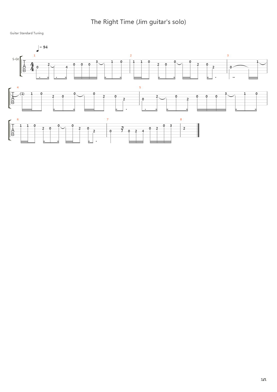 The Right Time吉他谱