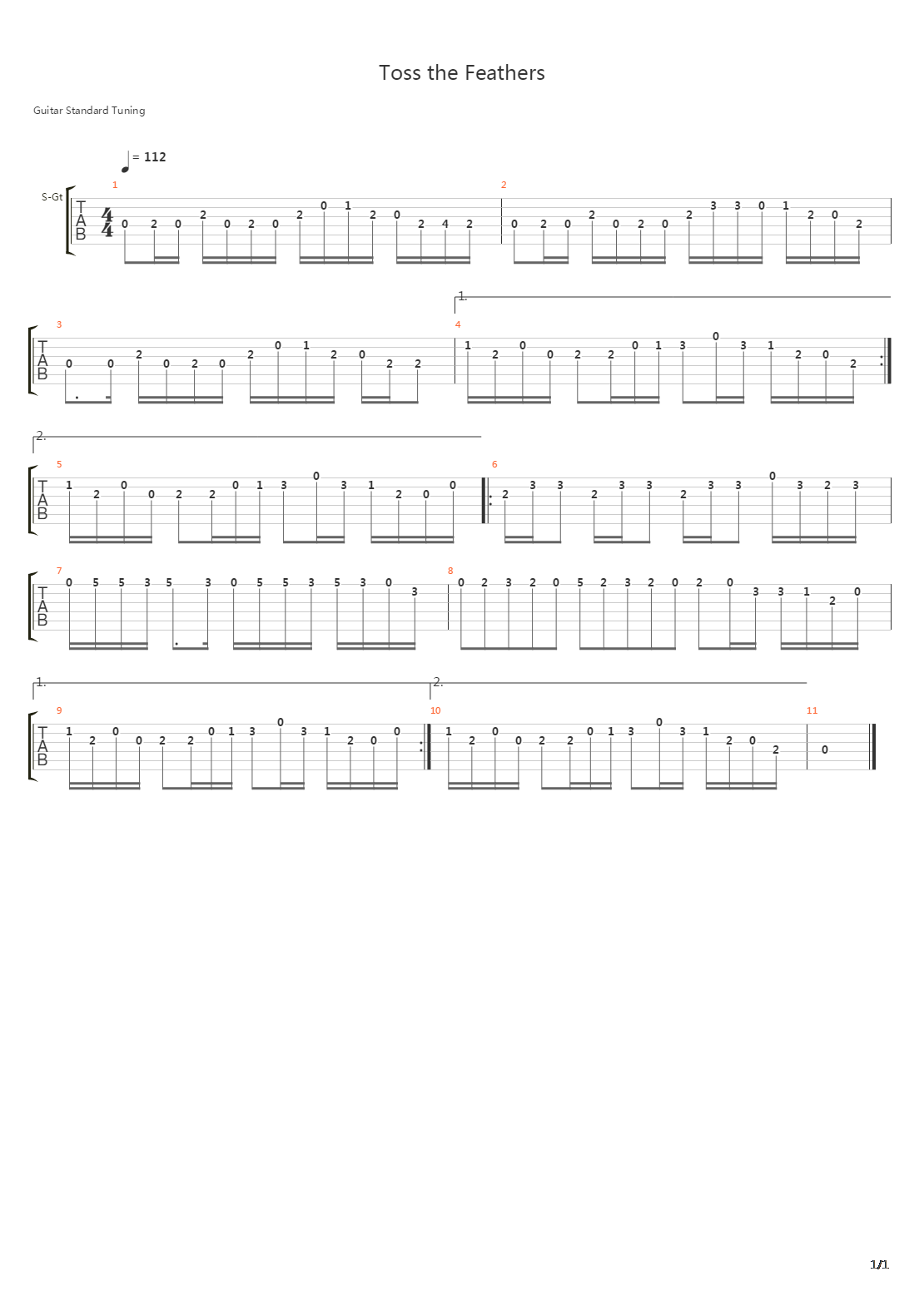 Toss The Feathers吉他谱