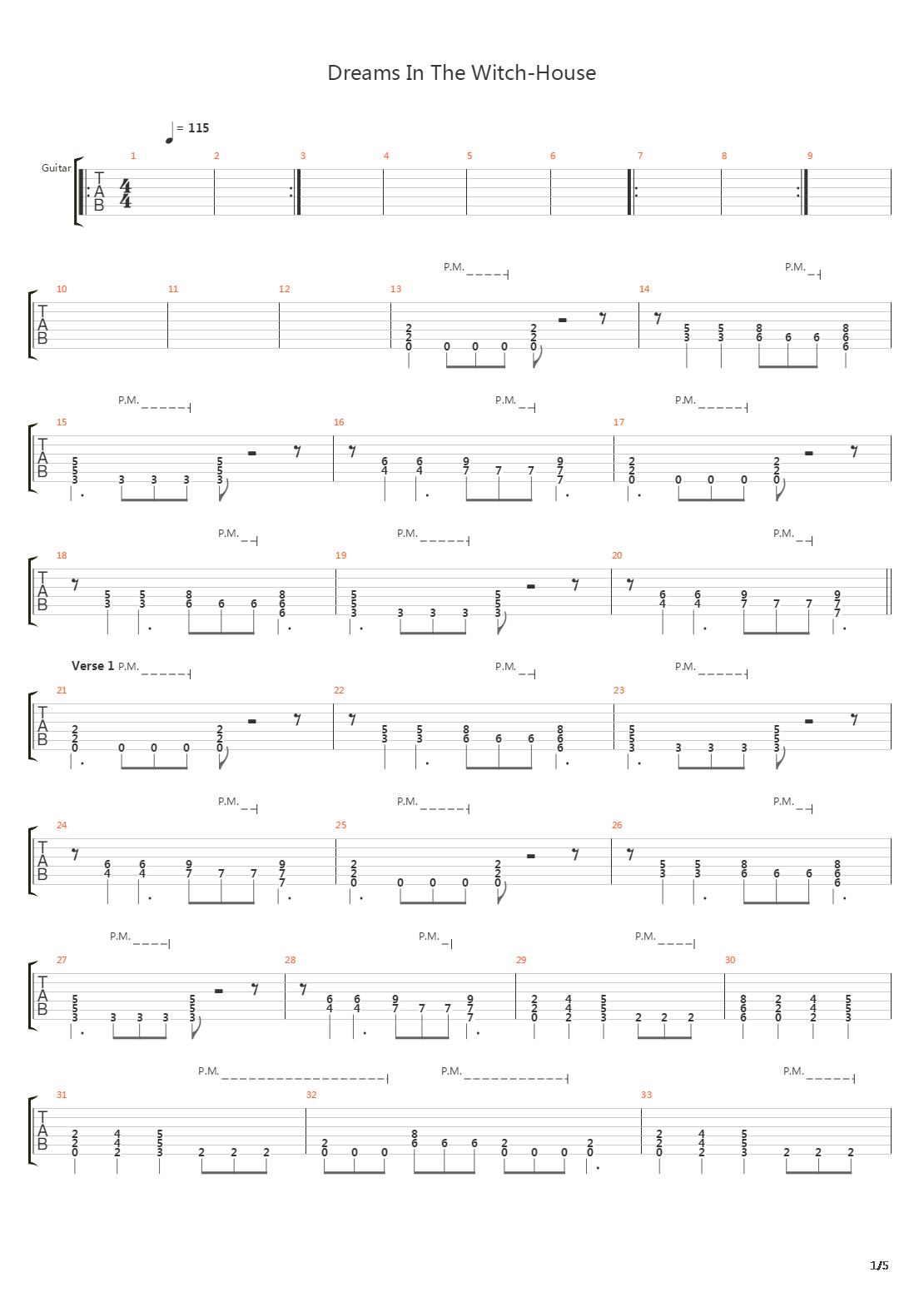 Dreams In The Witchhouse吉他谱