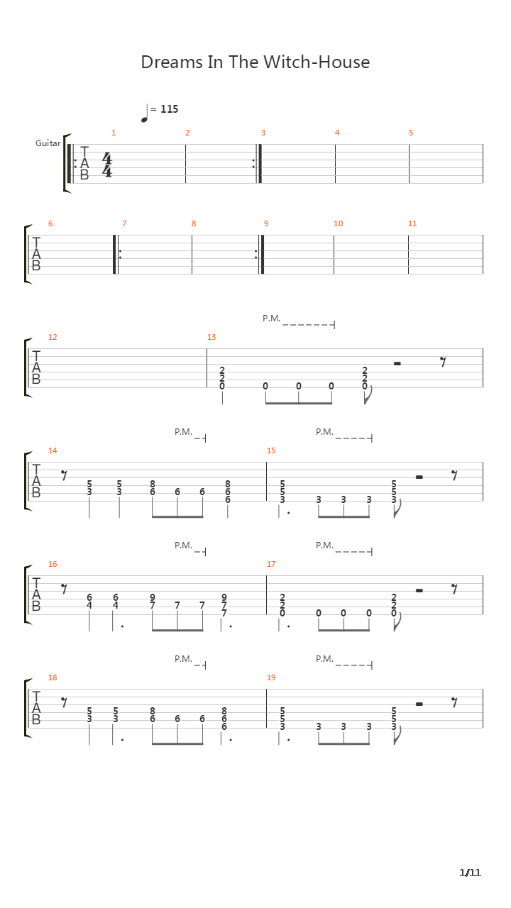 Dreams In The Witchhouse吉他谱