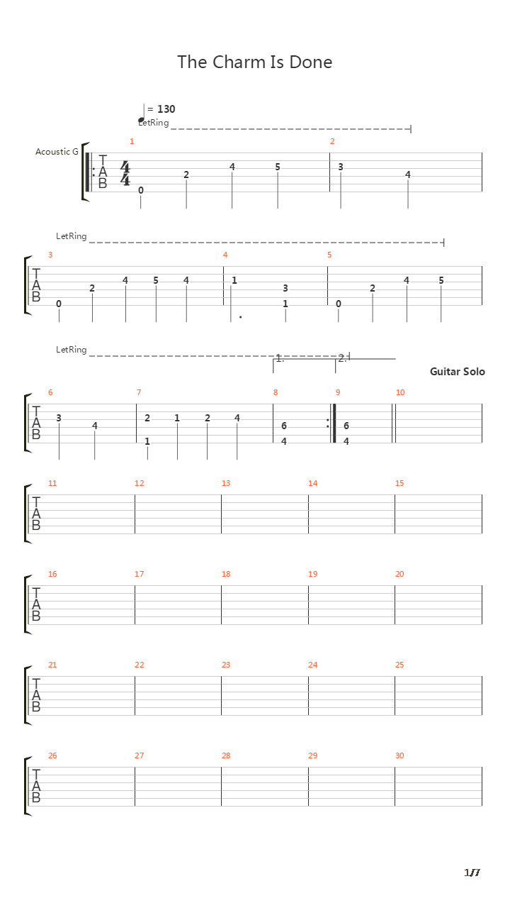 The Charm Is Done吉他谱