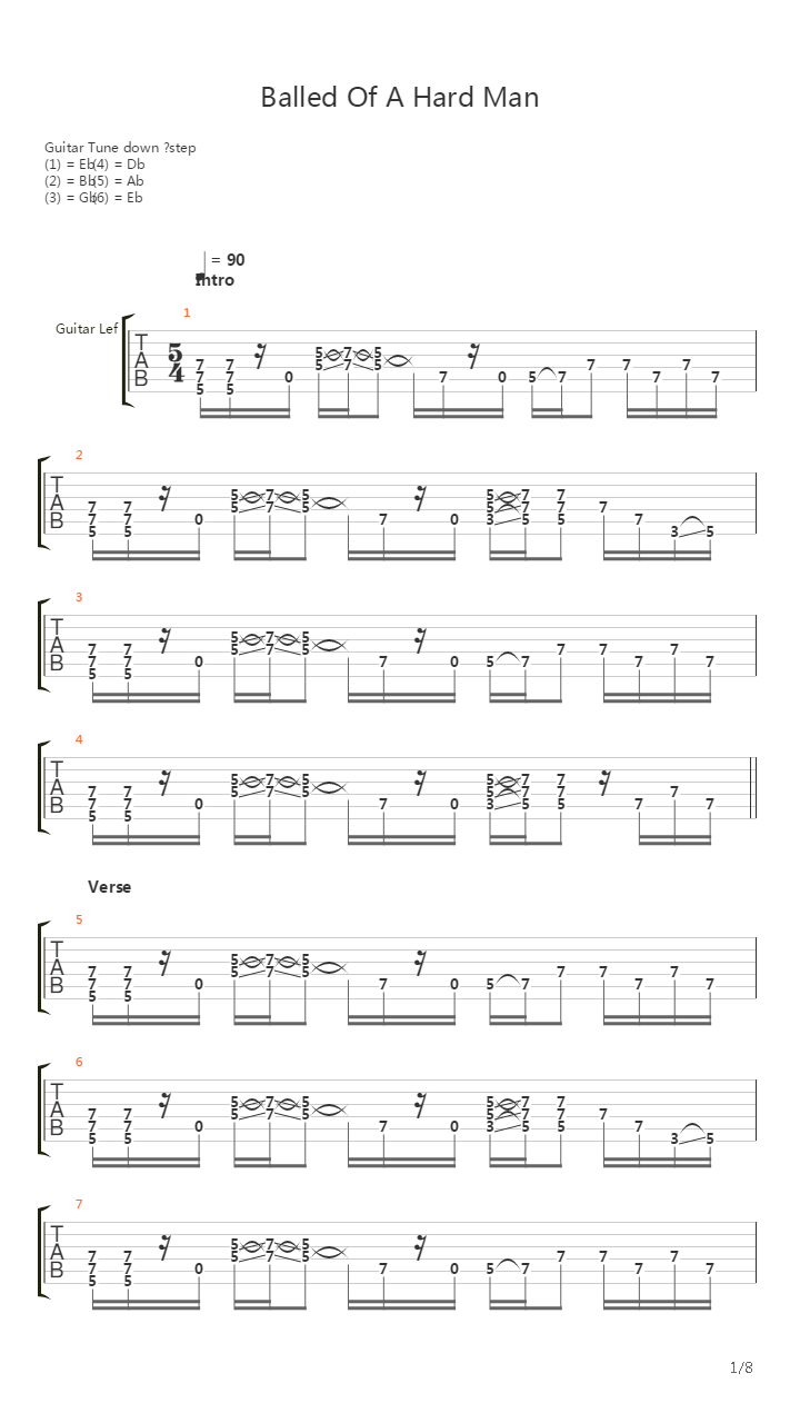 Ballad Of A Hard Man吉他谱