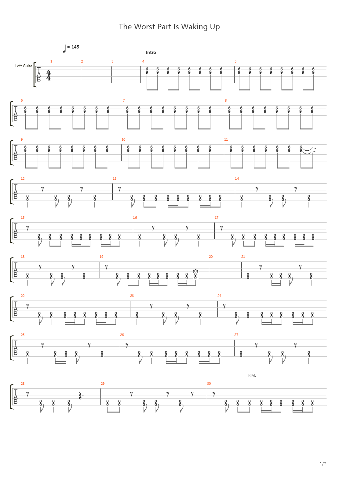 The Worst Part Is Waking Up吉他谱