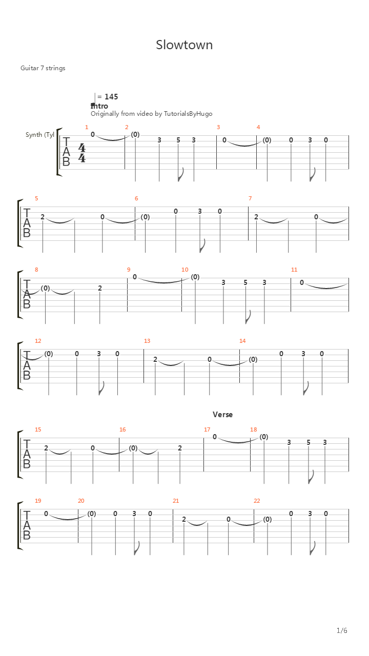 Slowtown吉他谱