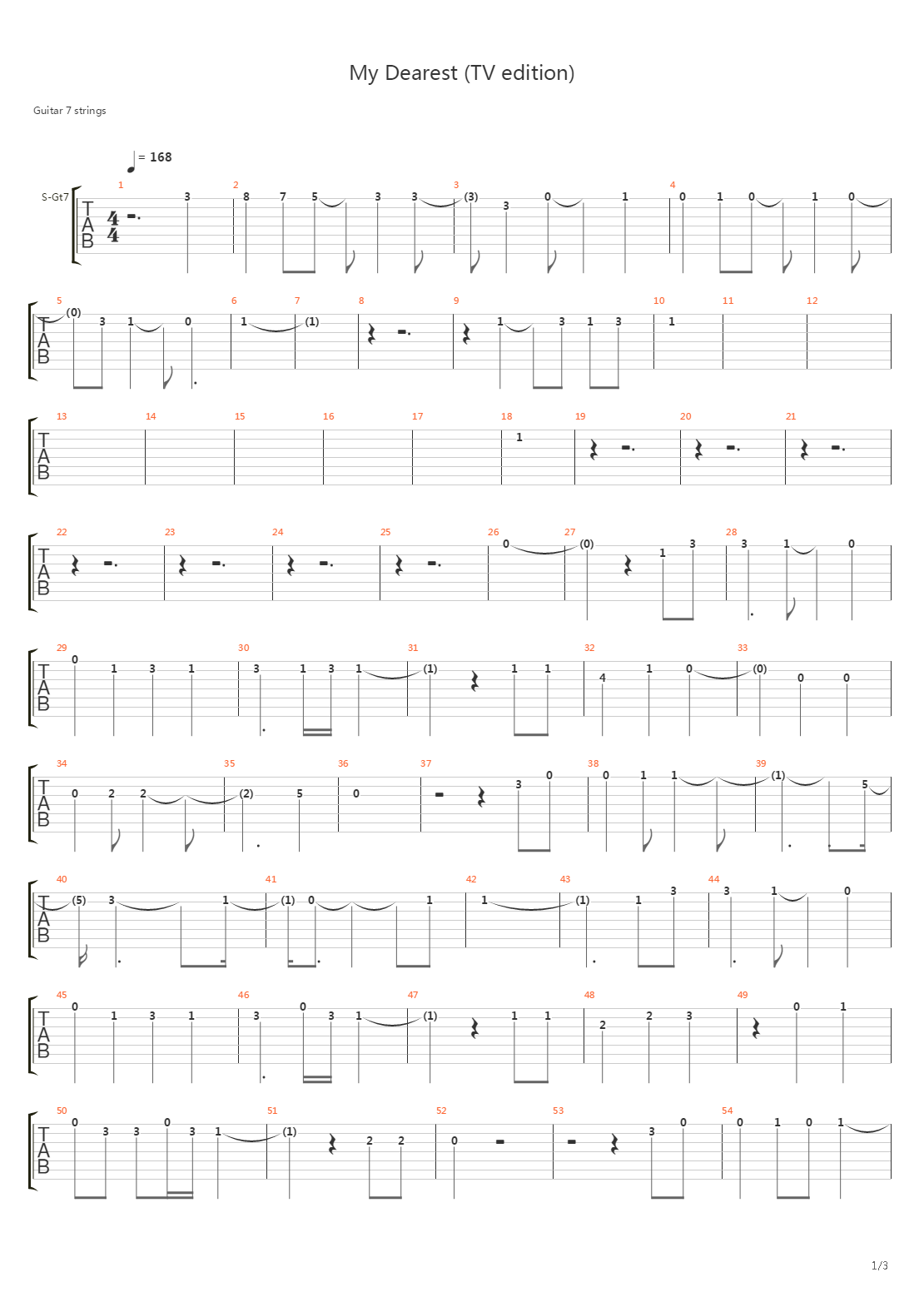 My Dearest(tv简化加时版乐队总谱)吉他谱