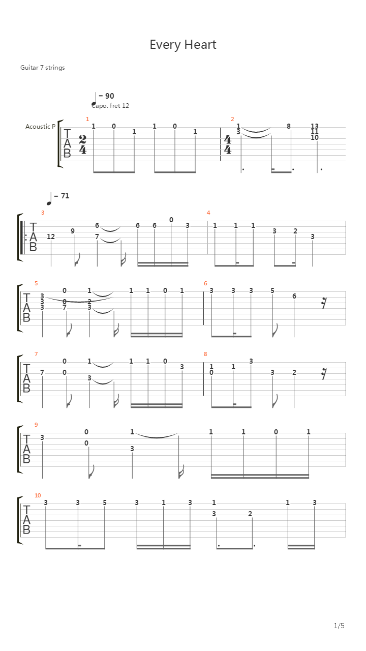 Every Heart（ミンナノキモチ）- BoA（犬夜叉第一季Ending）【GTP】【钢琴谱】【独奏谱，可作伴奏】吉他谱