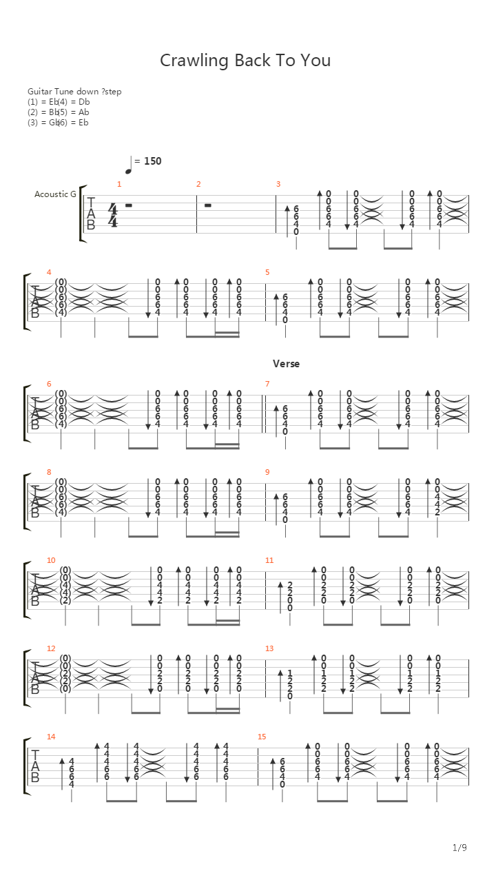 Crawling Back To You (NO DRUMS)吉他谱