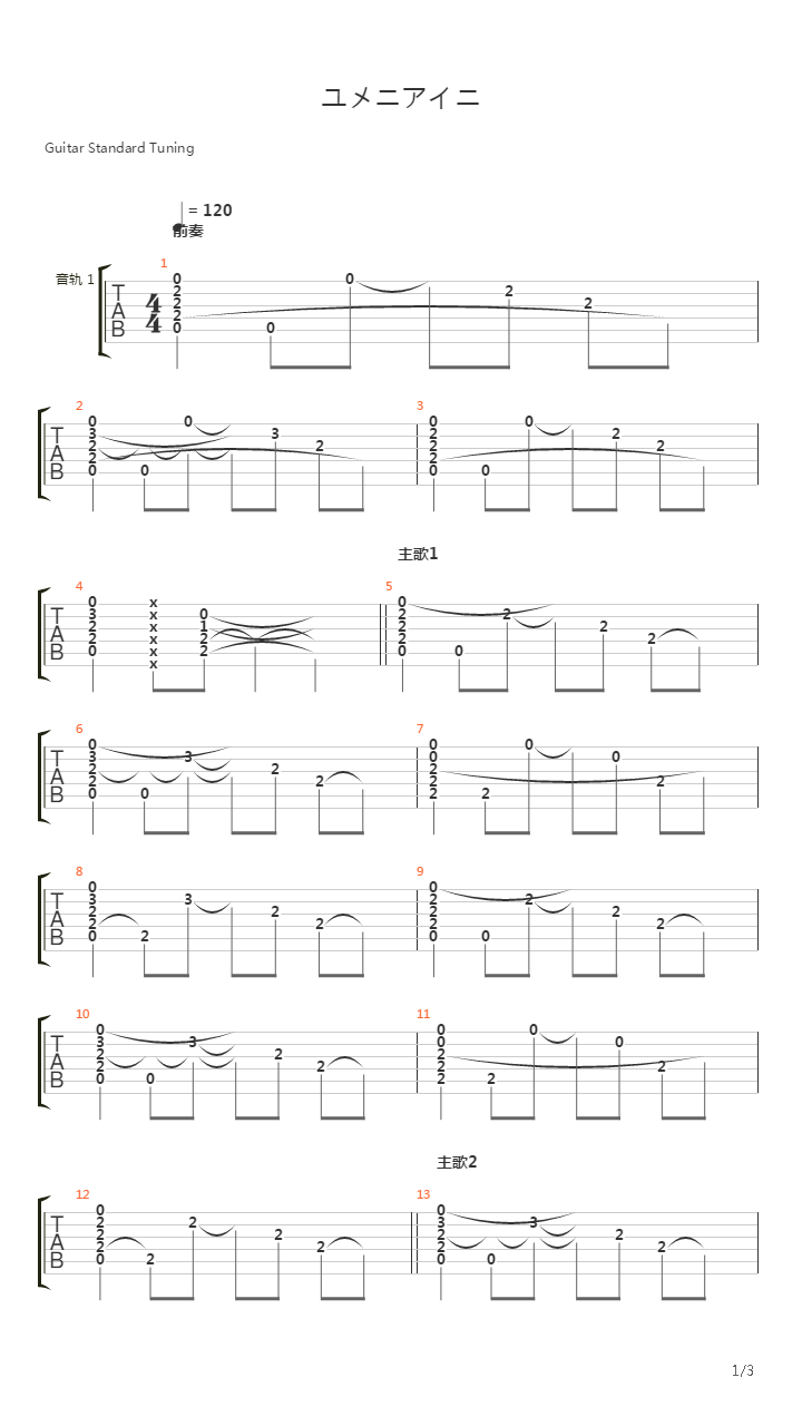 ユメニアイニ(JUNICHI OKADA)吉他谱