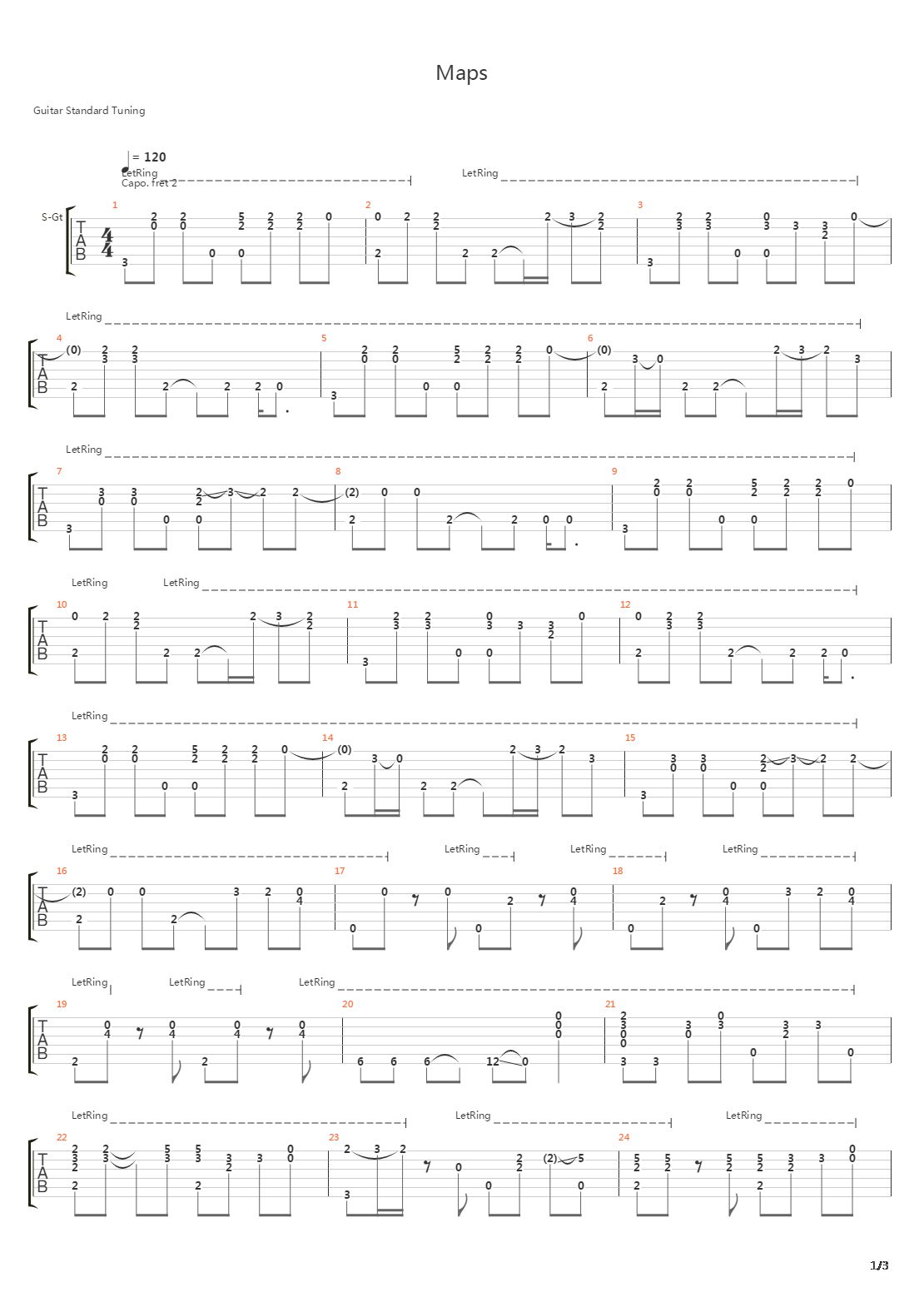 Maps吉他谱