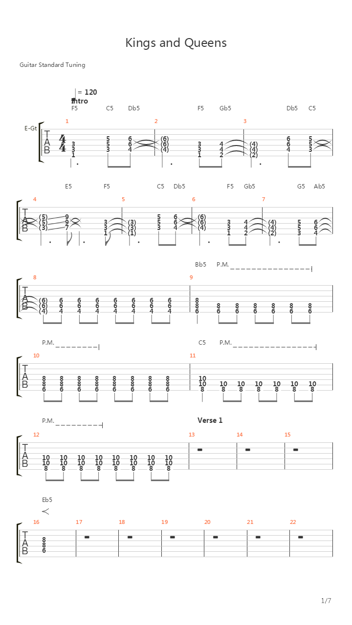 Kings And Queens吉他谱