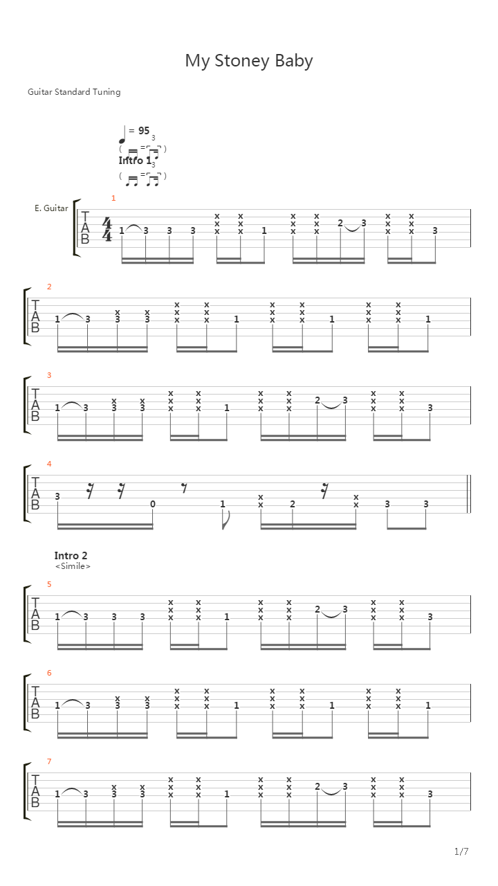 My Stoney Baby吉他谱
