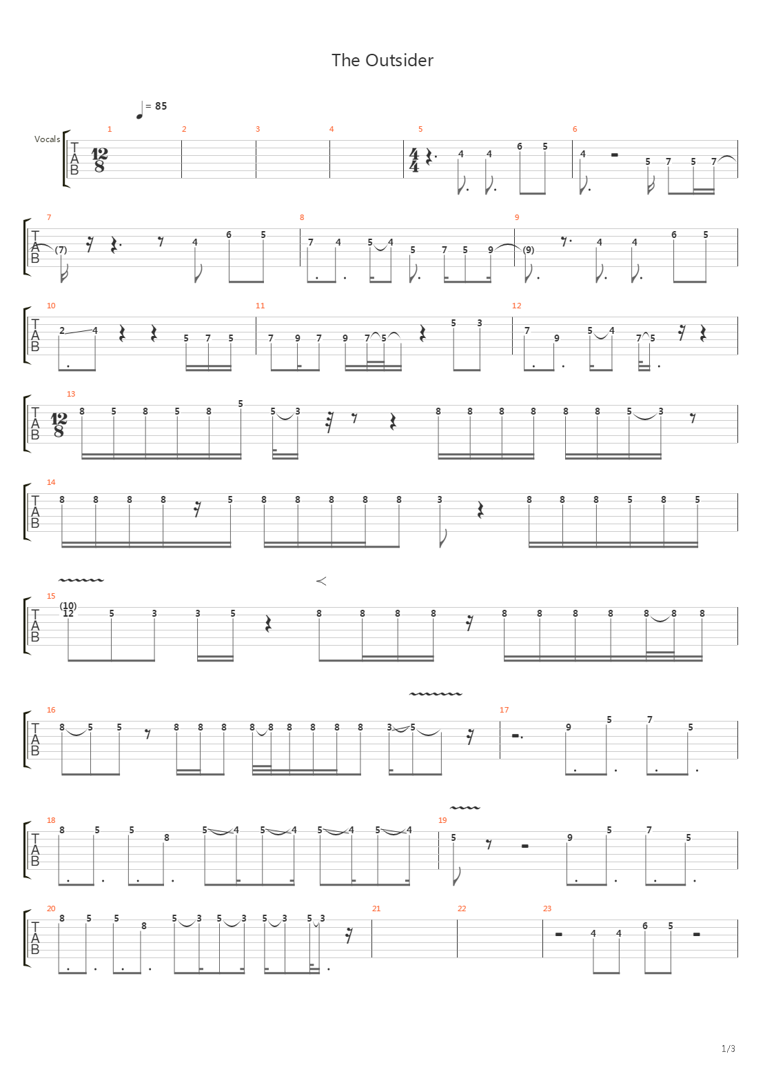 The Outsider吉他谱
