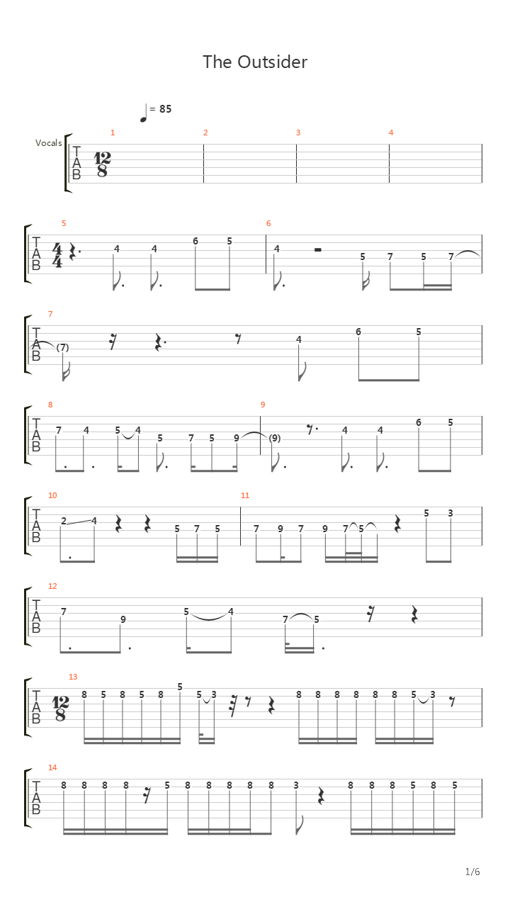 The Outsider吉他谱