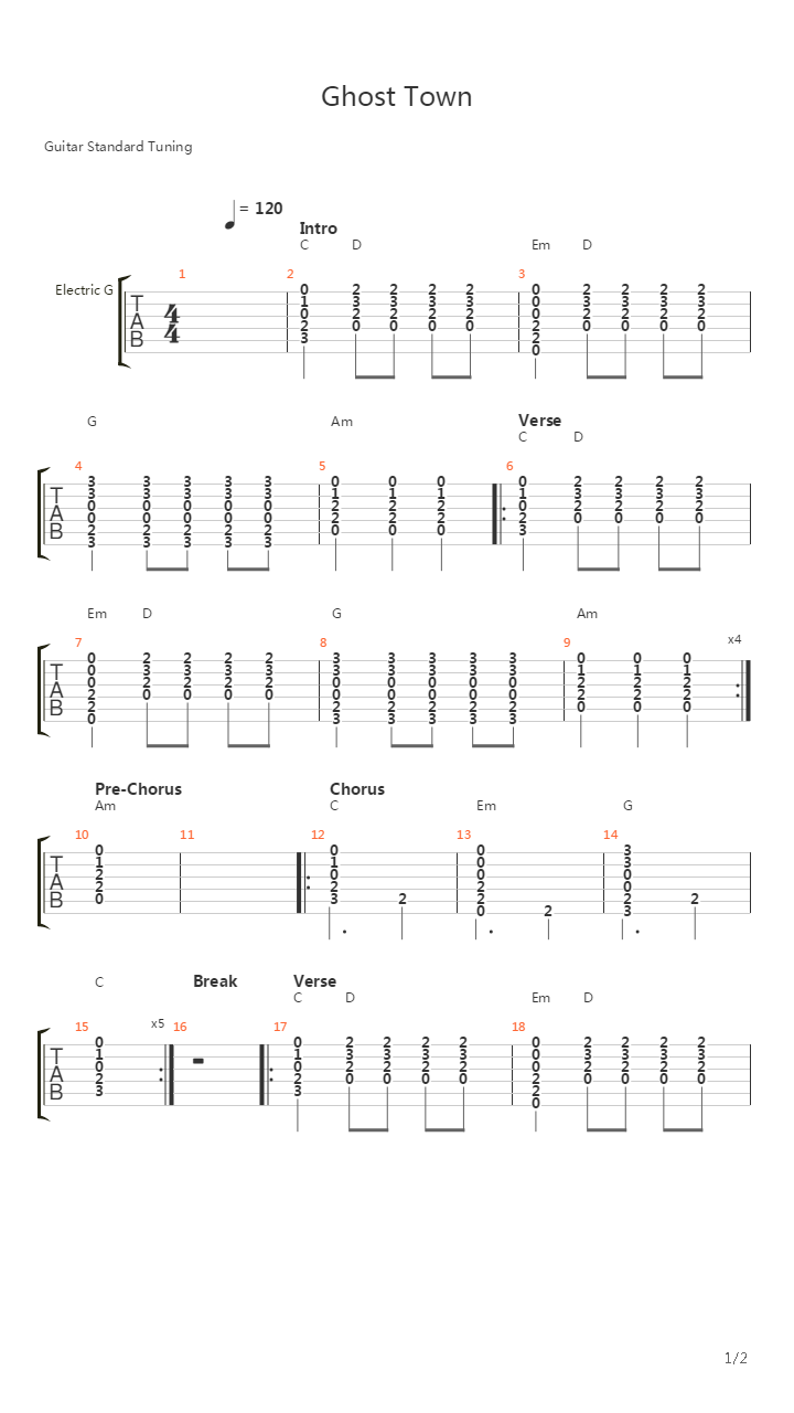 Ghost Town吉他谱