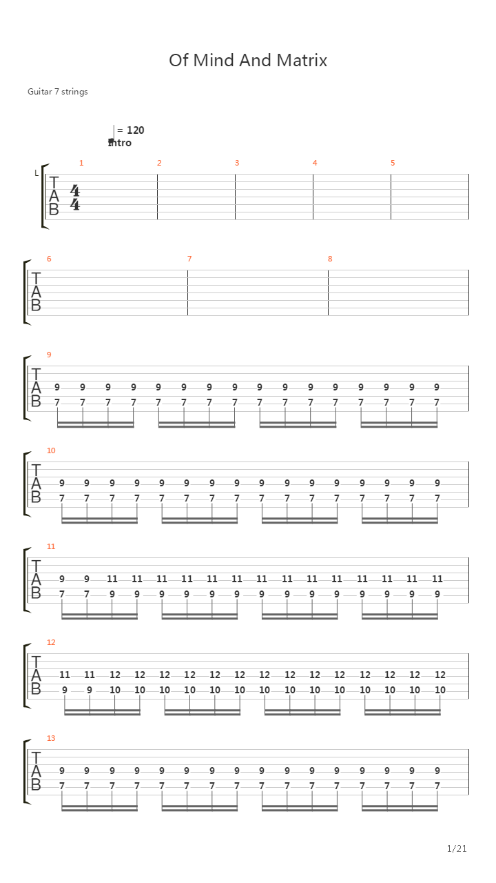 Of Mind And Matrix吉他谱