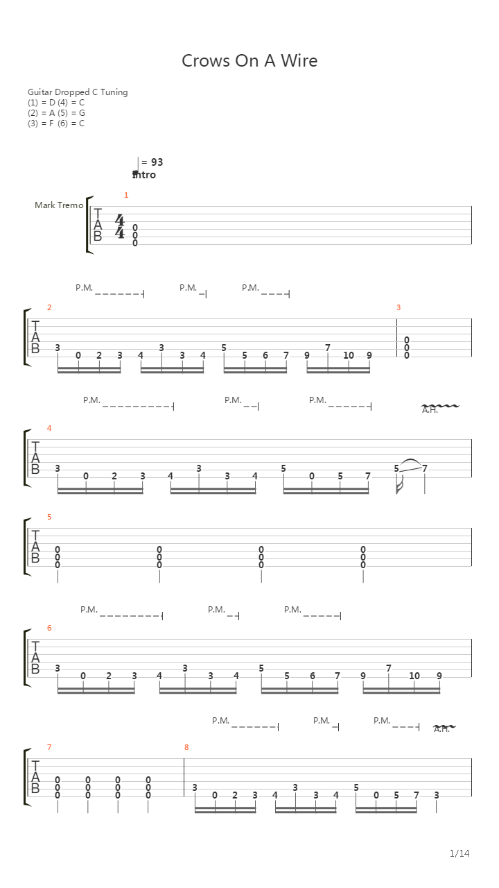 Crows On A Wire吉他谱