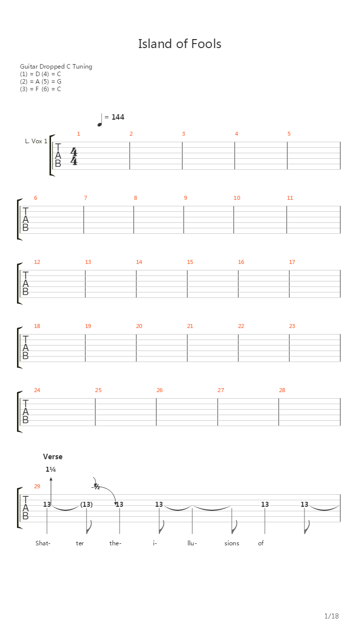 Island Of Fools吉他谱
