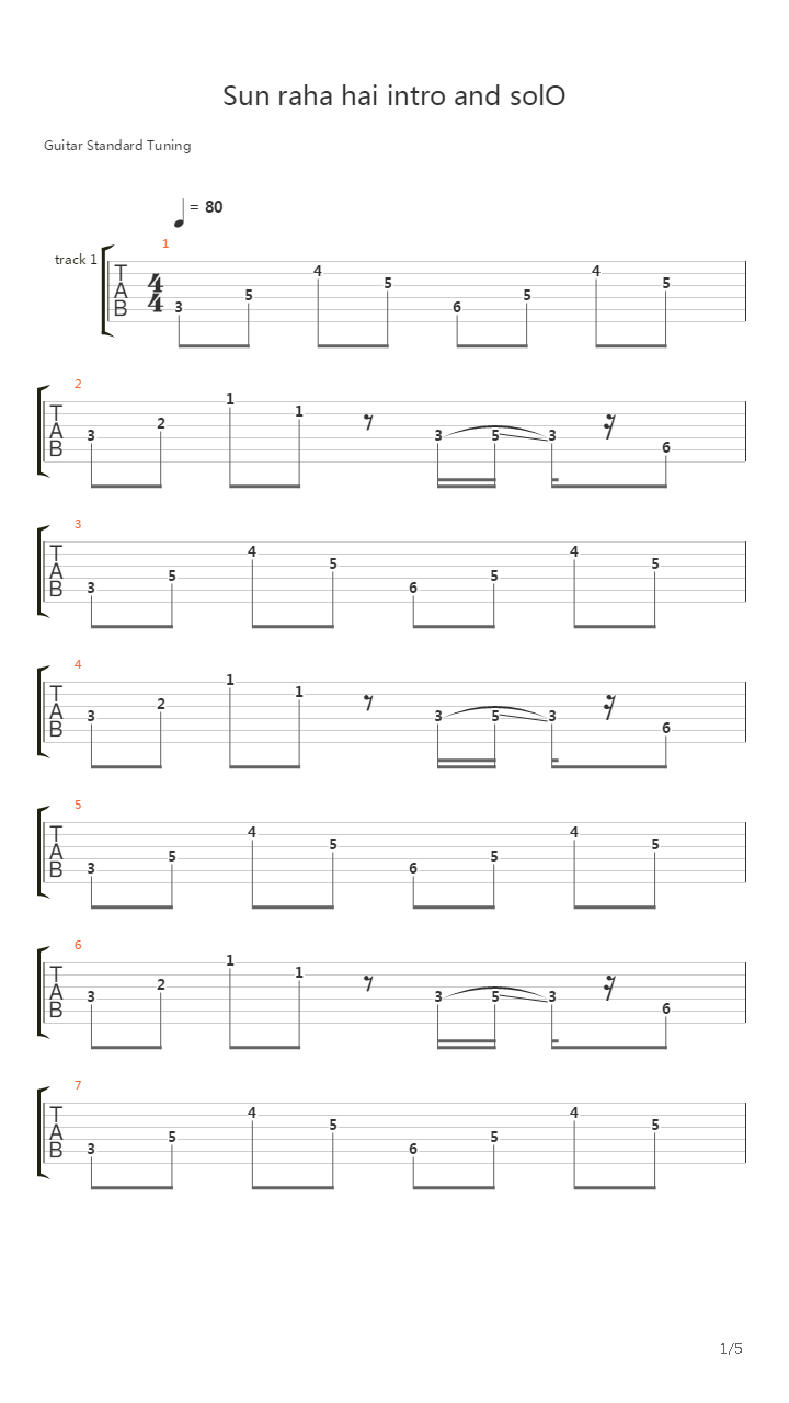 Sun Raha Hai吉他谱