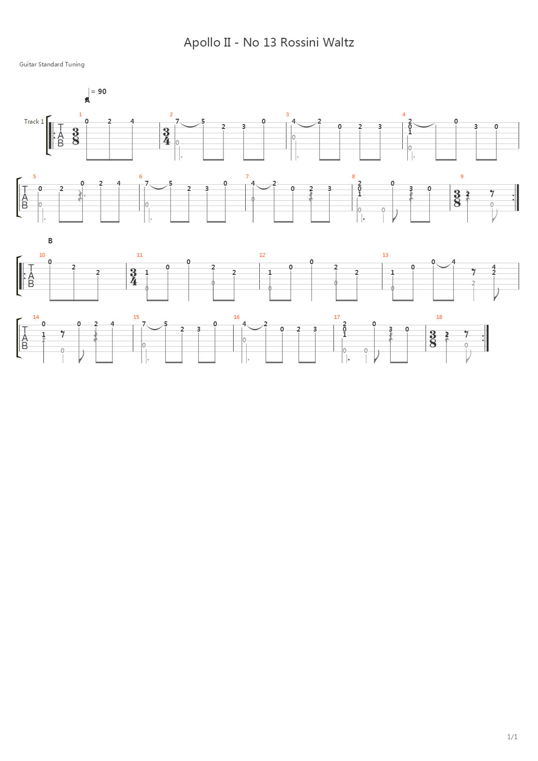 Apollo Ii - No 13 Rossini Walzer吉他谱