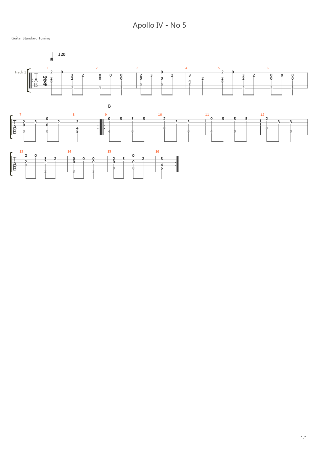 Apollo Iv - No 5吉他谱