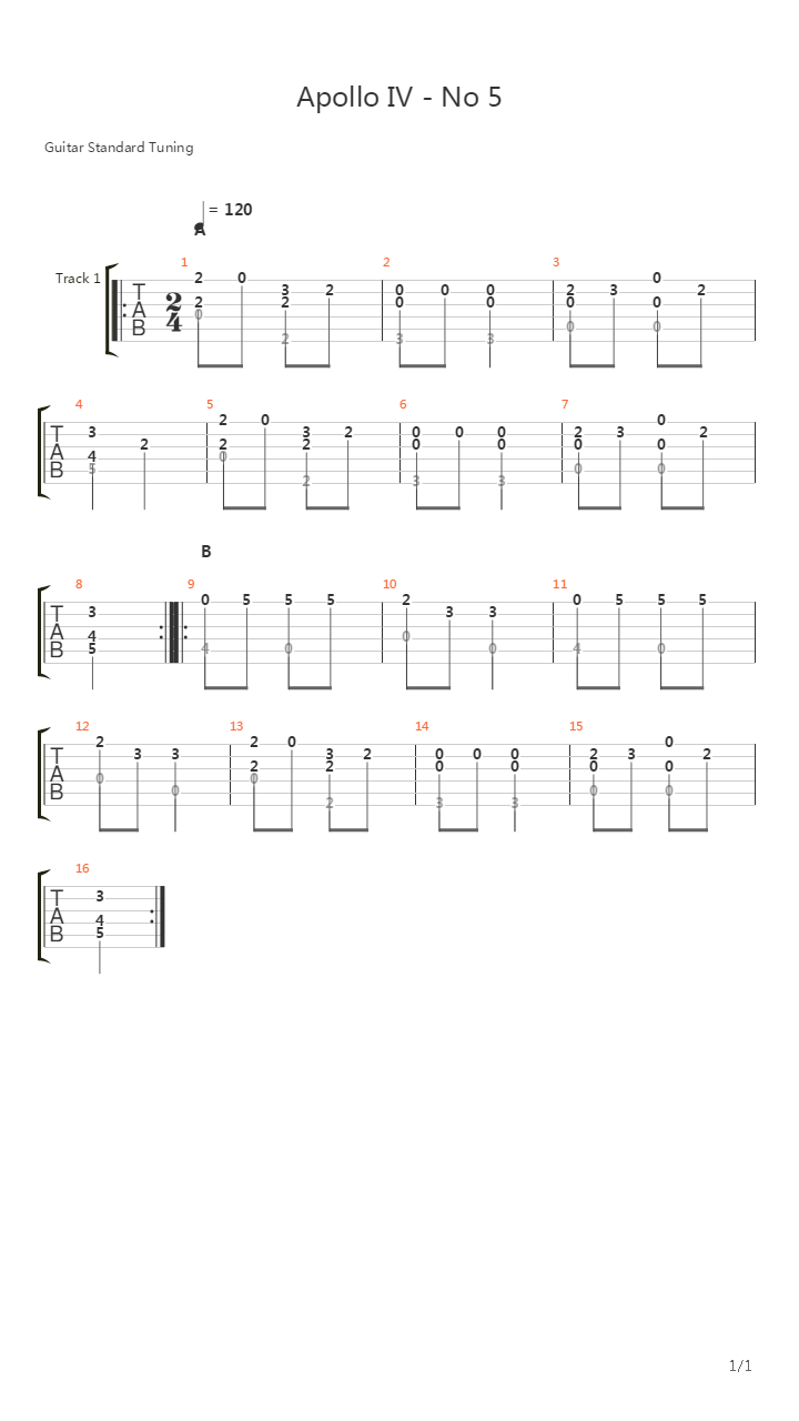 Apollo Iv - No 5吉他谱