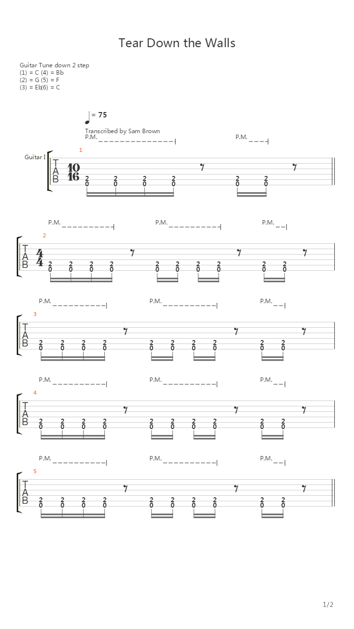 Tear Down The Walls吉他谱