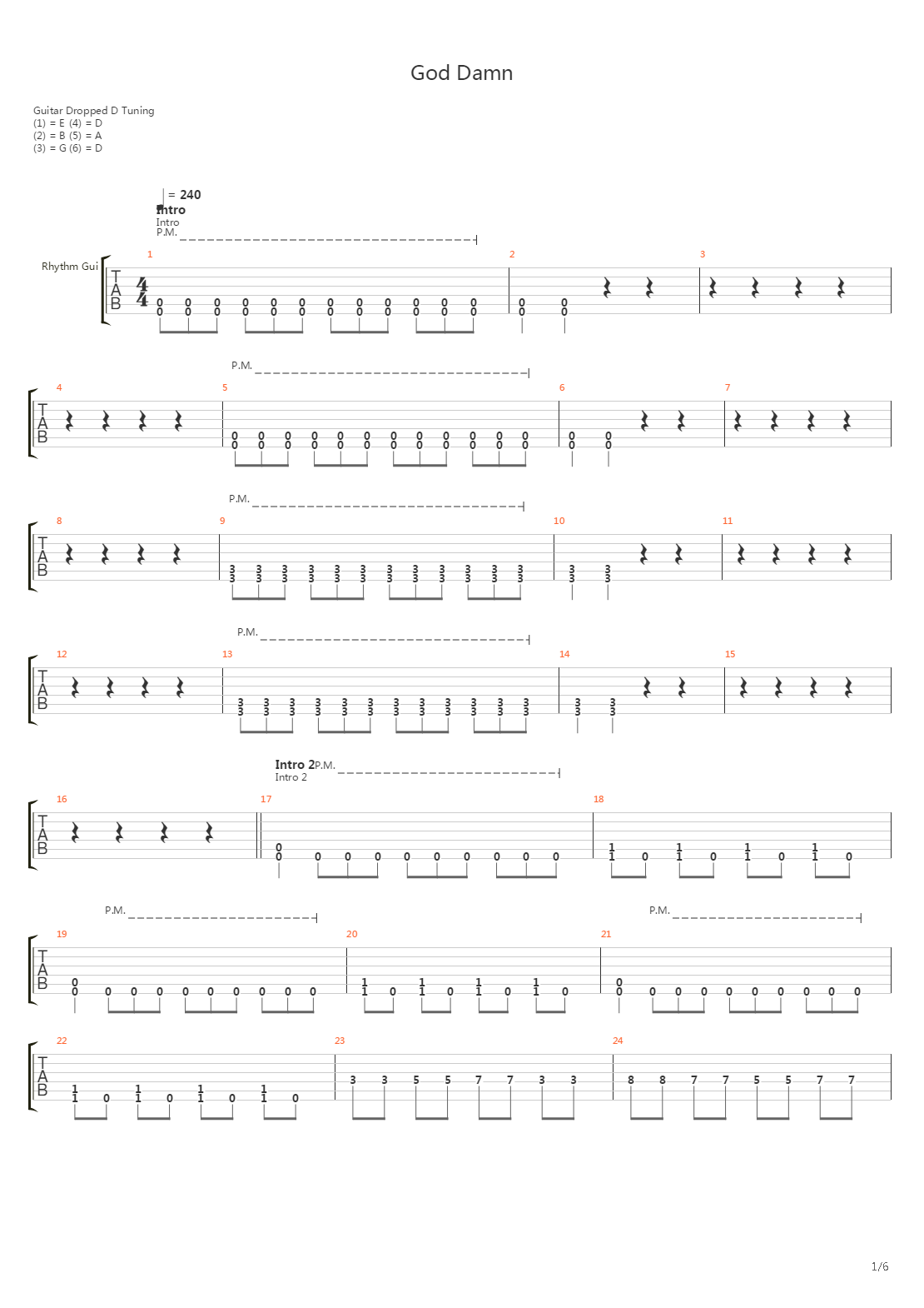 God Damn吉他谱