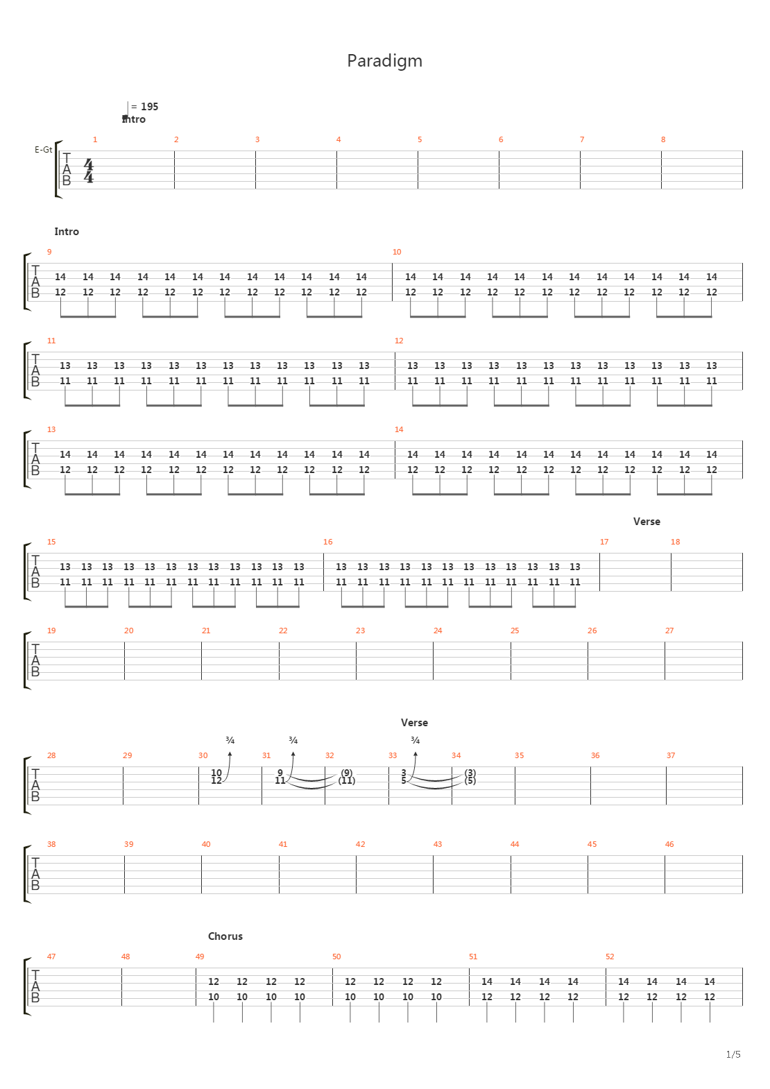 Paradigm吉他谱