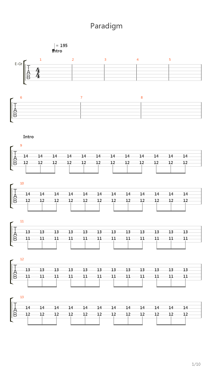 Paradigm吉他谱