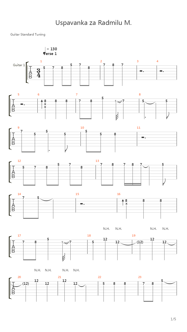 Uspavanka Za Radmilu M吉他谱